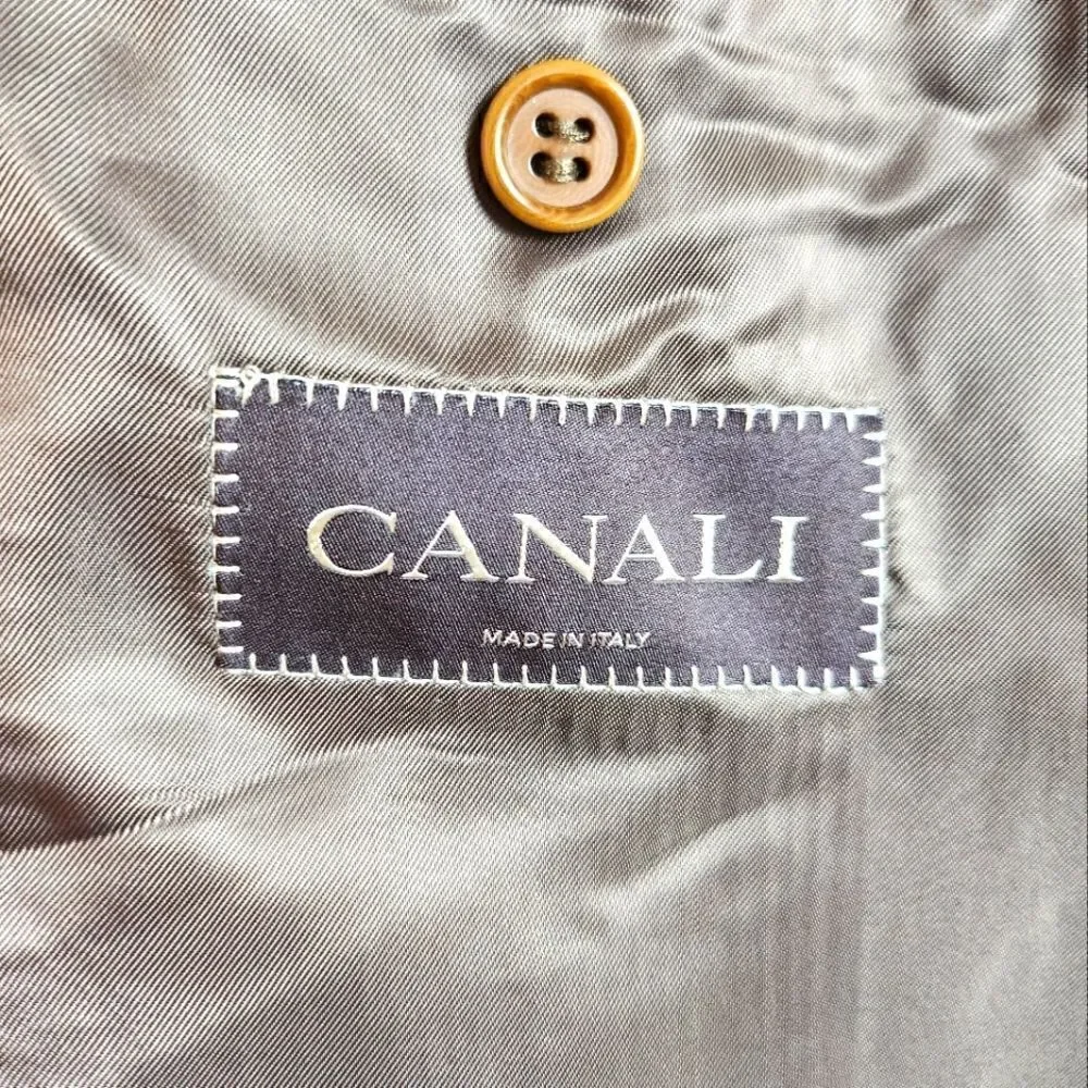 Canali Men's Wool Single Breasted Sport Coat Blazer Made in Italy Brown Size 52R